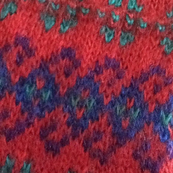 Knit Scarf Jewel Tone Red Blue Teal - Picture 7 of 7